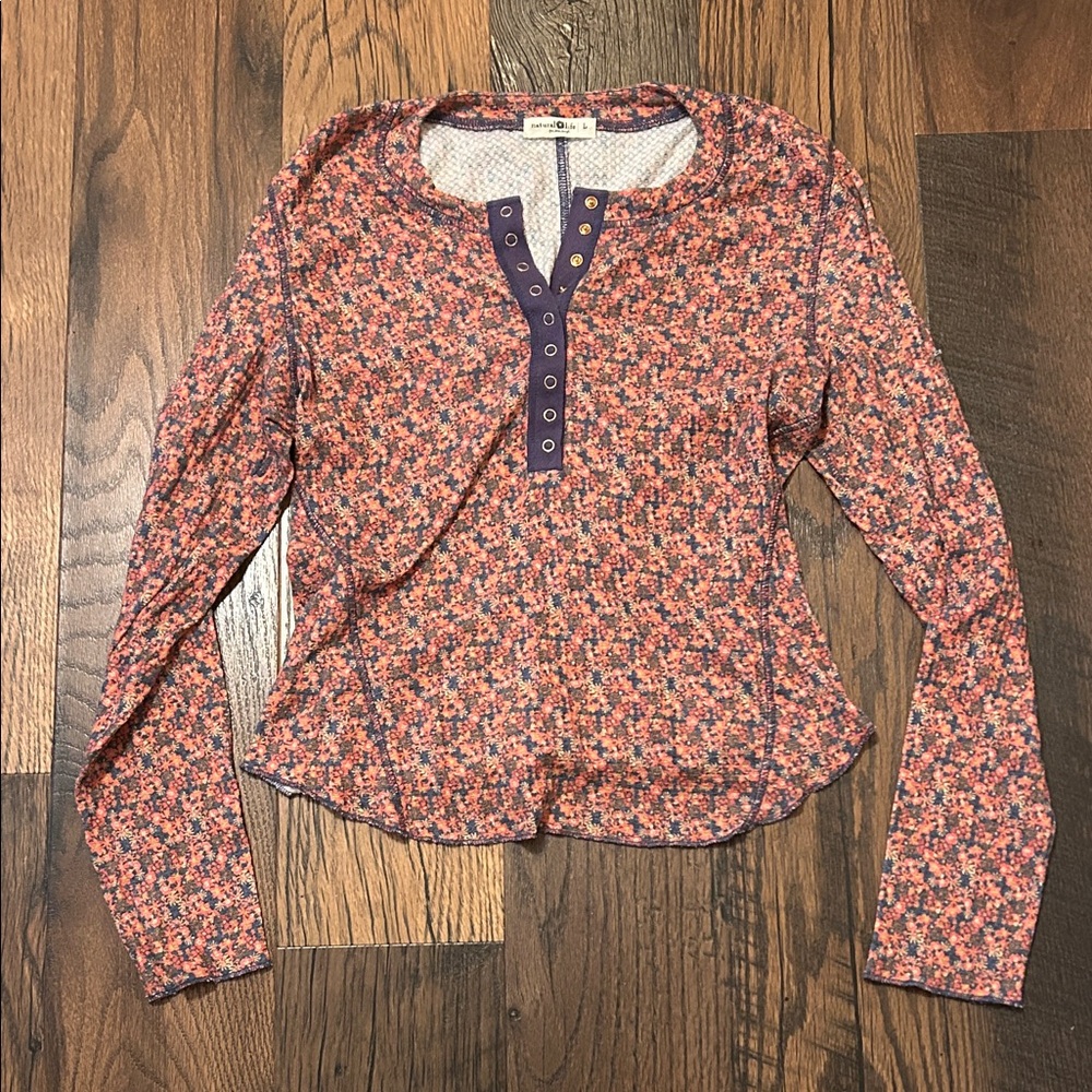 NATURAL LIFE Pink and Purple Floral Blouse